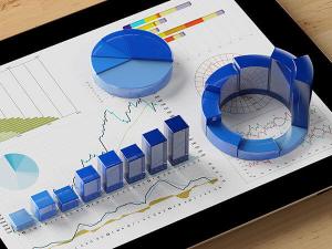 Graph on paper showing 3d bar graphs